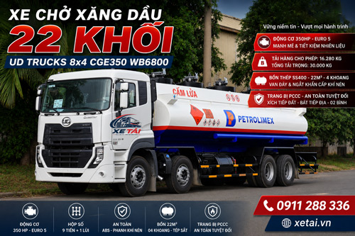Xe bồn xăng dầu 22 khối UD Trucks CGE350 WB6800